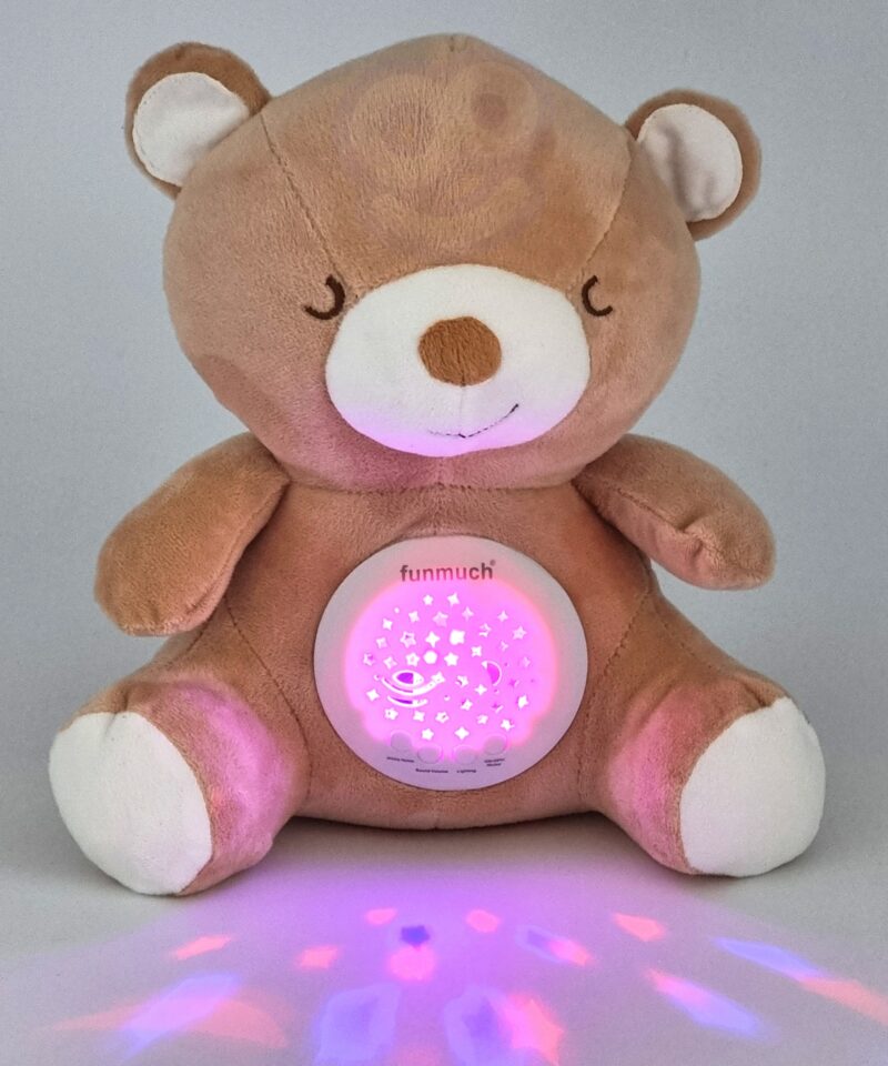 Värvilise valgusprojektoriga karu