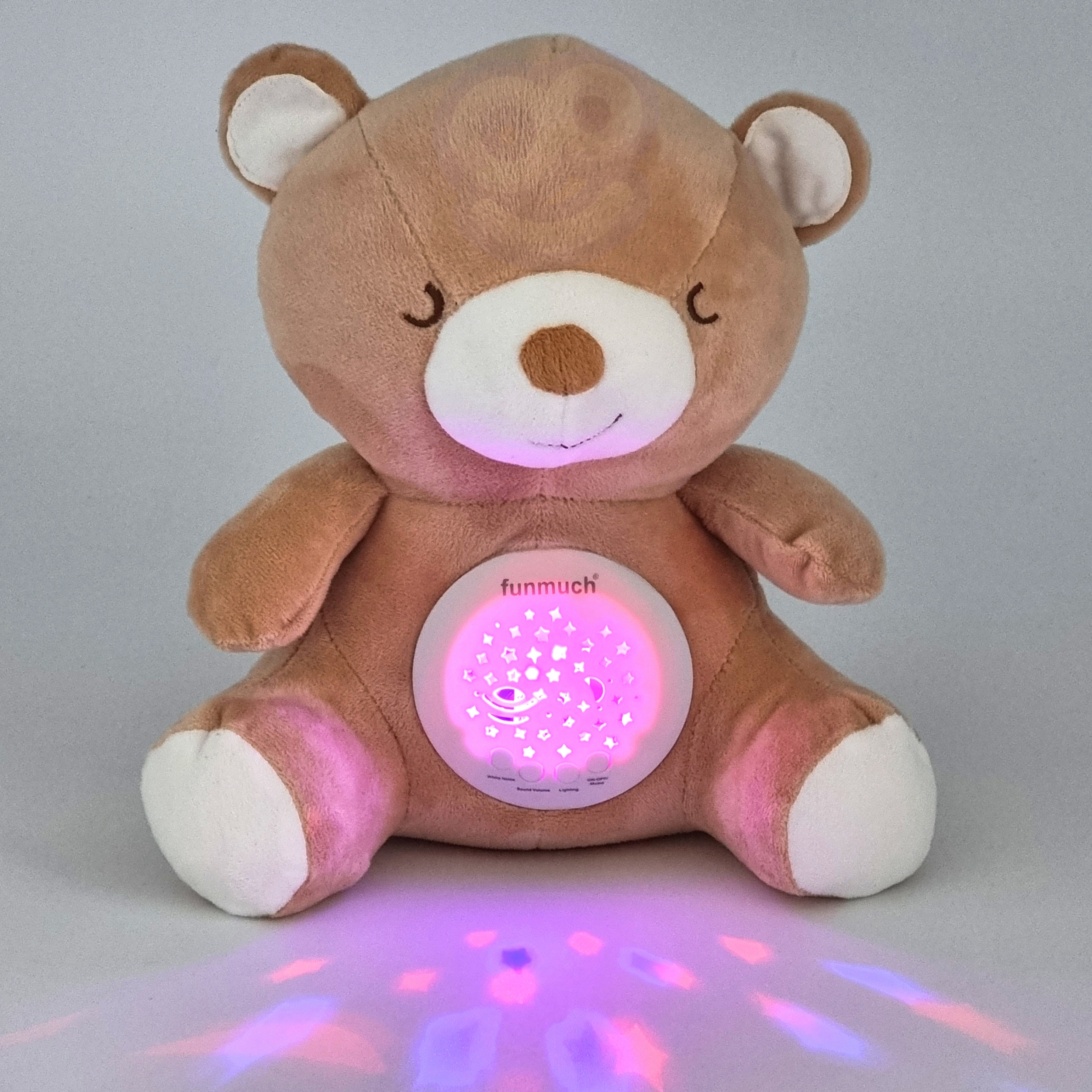 Värvilise valgusprojektoriga karu