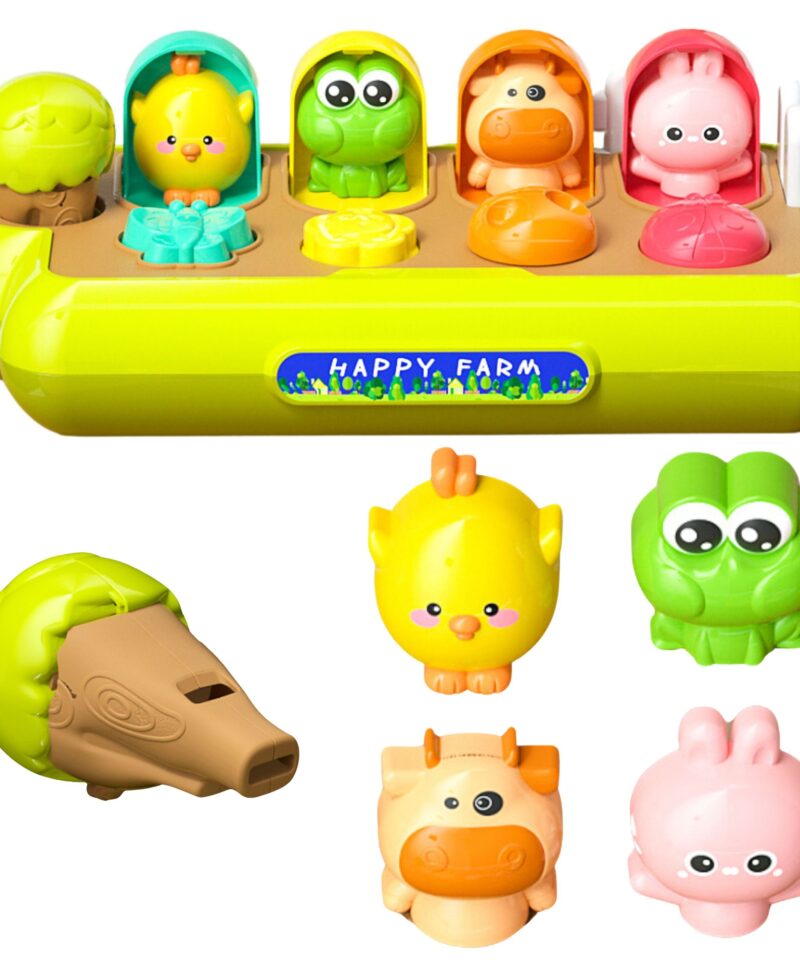 Laps avastab loomade pop-up mänguasja