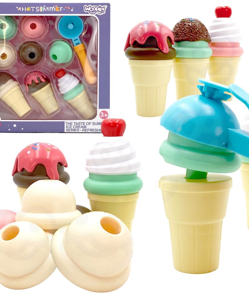 Lapsed mängivad jäätisetegemise komplektiga