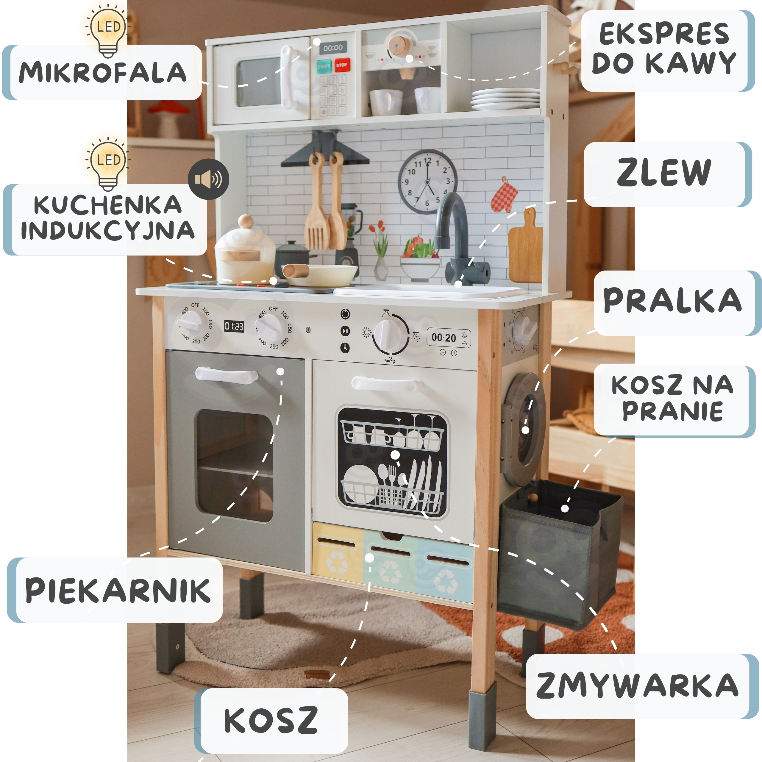 Interaktiivne puidust köök valguse ja helidega