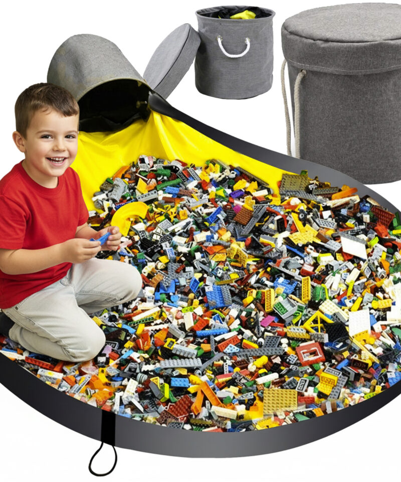 Mitmekülgne mänguasjade hoiukorv koos matiga