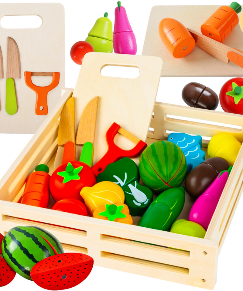 Laste puidust lõikekomplekt köögimänguks
