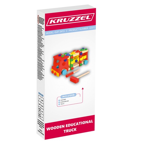 Puidust veoauto koos tööriistadega