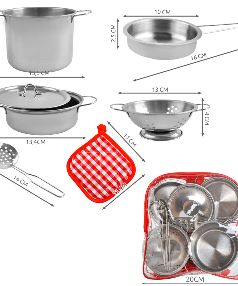 Loov mäng koos metallist kööginõudega