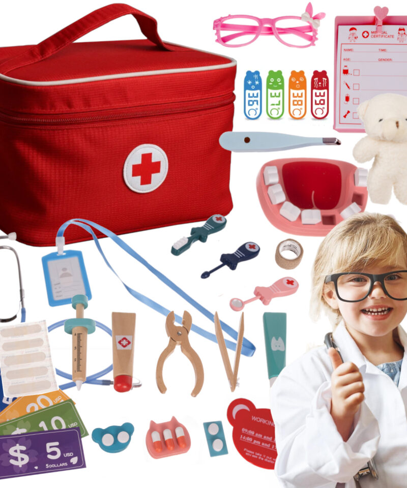 Laste arstikomplekt mängimiseks detailne vaade