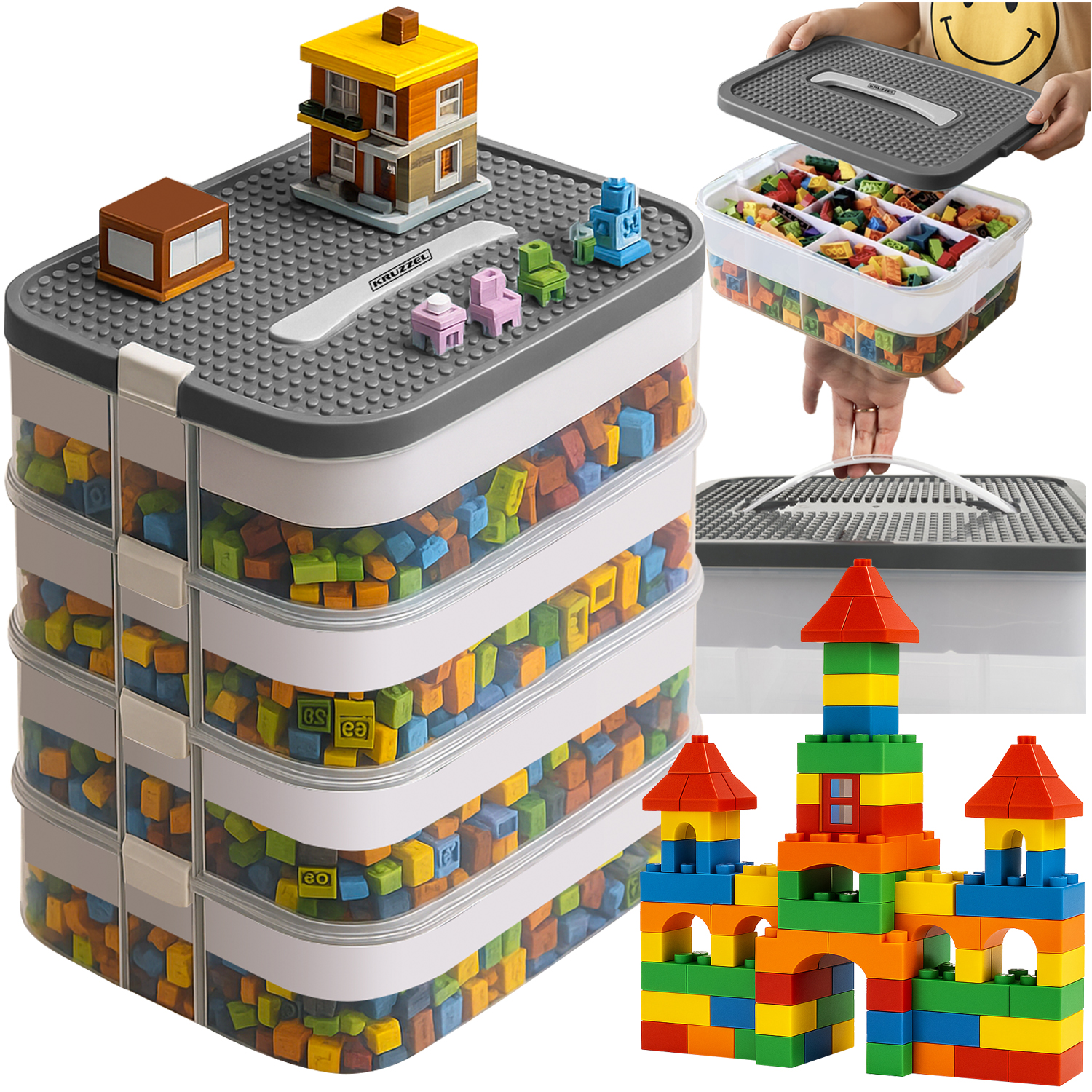 Mitmetasandiline klotside hoiukast laste jaoks