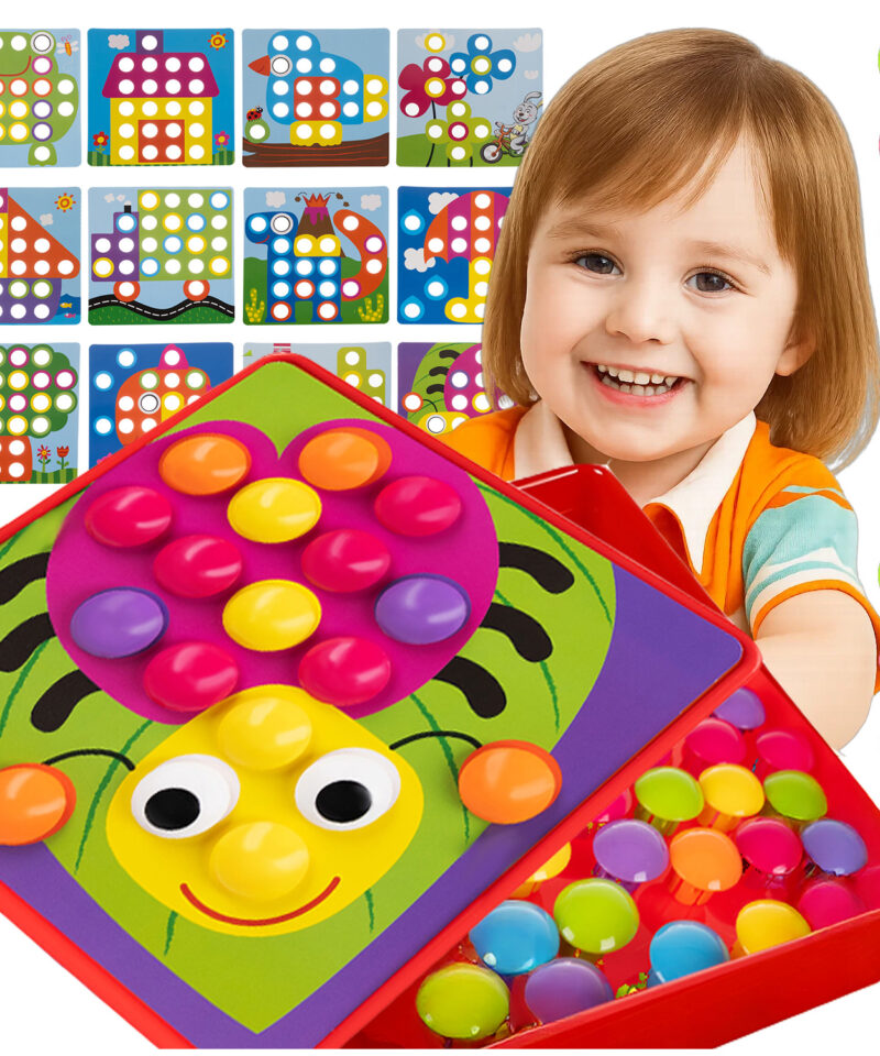 Laste hariv mosaiikmäng koos värviliste nuppudega