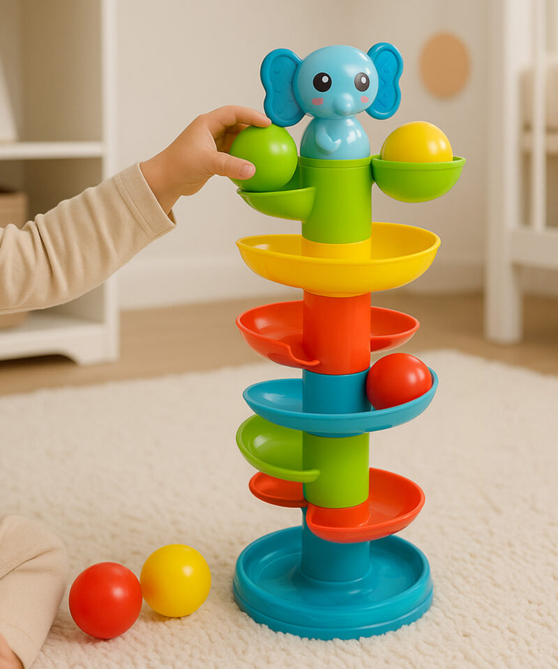 Värvilised pallid kaasas mängutorniga