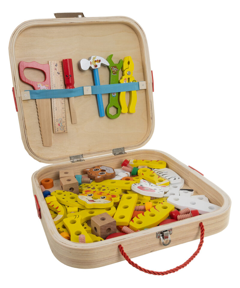 Kaasaskantav puidust tööriistakast lastele