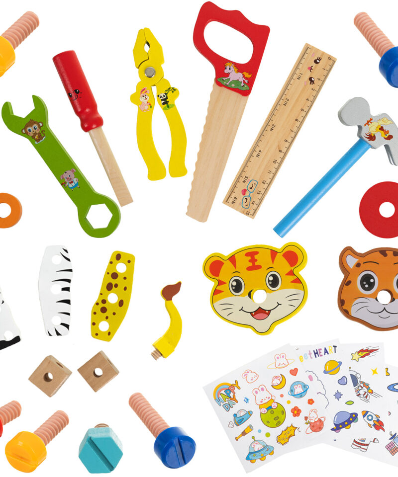 Kaasaskantav puidust tööriistakast lastele