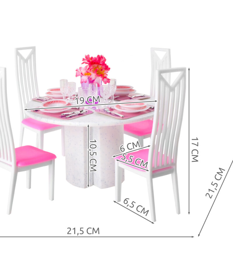 Roosa-valge nukumööbli komplekt