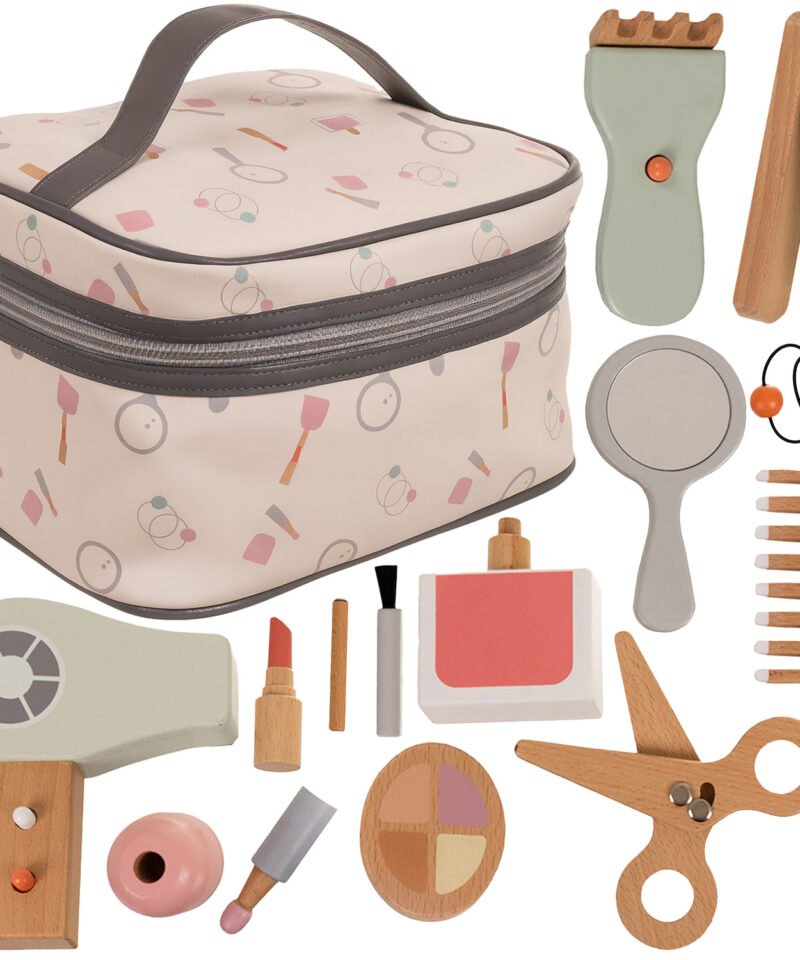 Laste puidust kosmeetikakomplekt koos tarvikutega