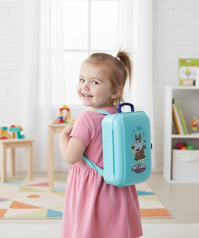 Seljakott hooldusvahenditega lastele