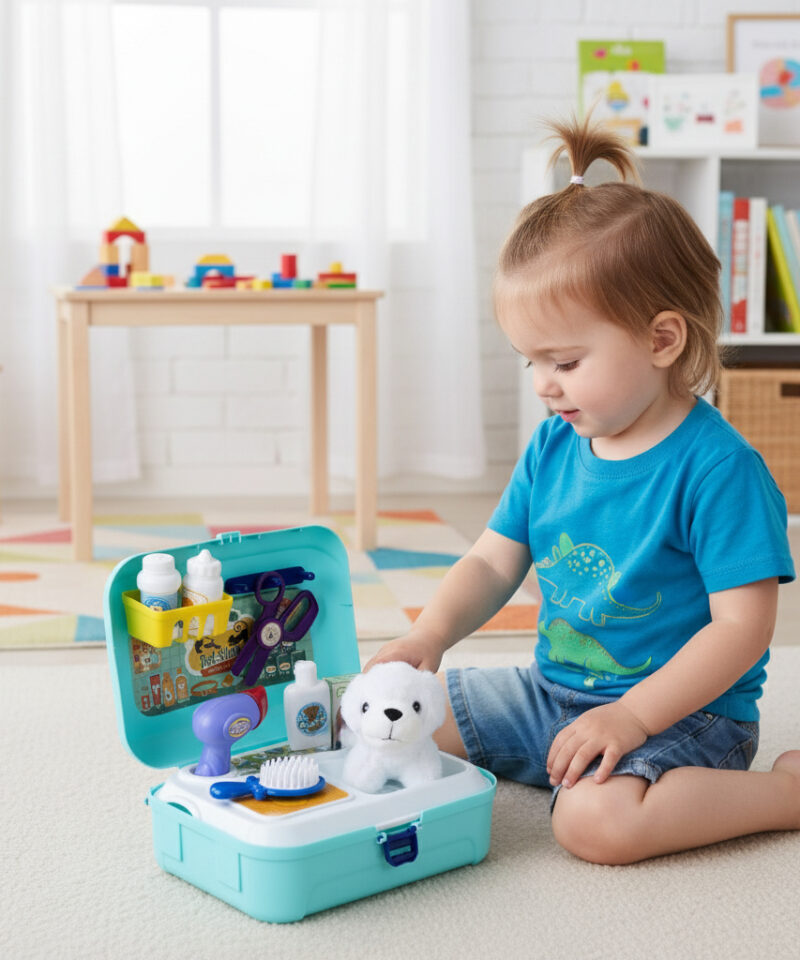 Seljakott hooldusvahenditega lastele