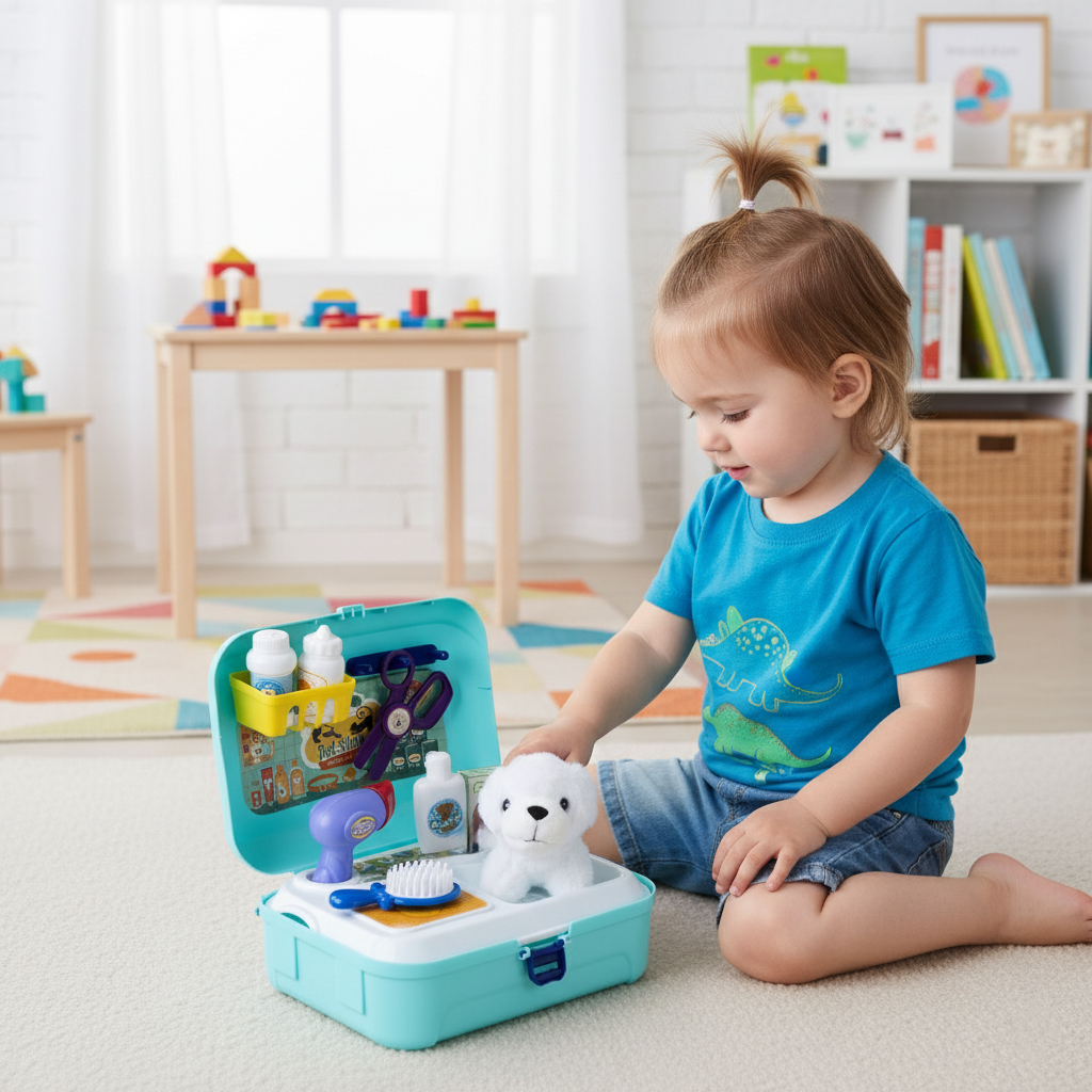 Seljakott hooldusvahenditega lastele