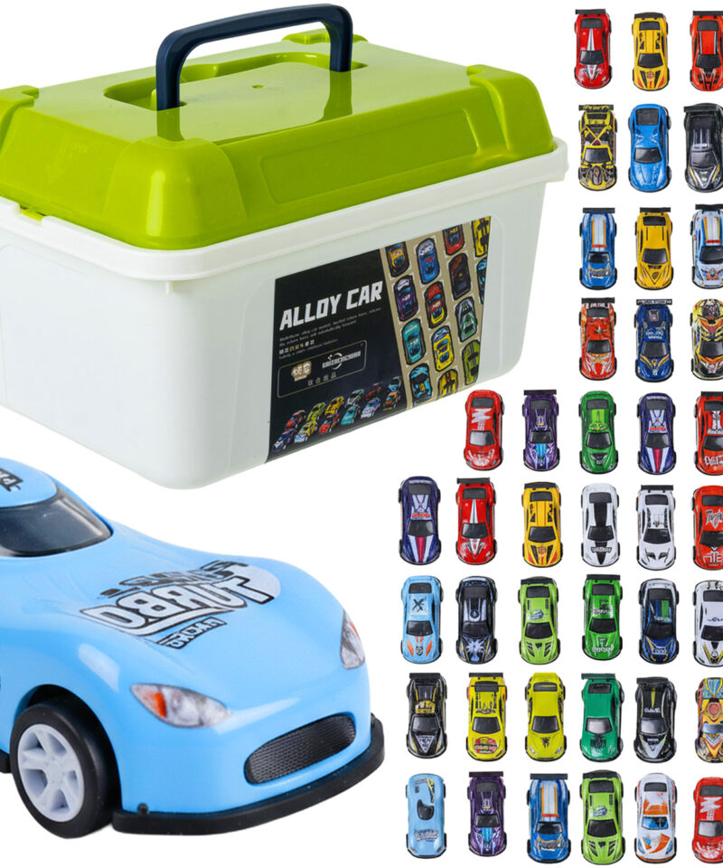 50-osaline mänguautode komplekt kohvris