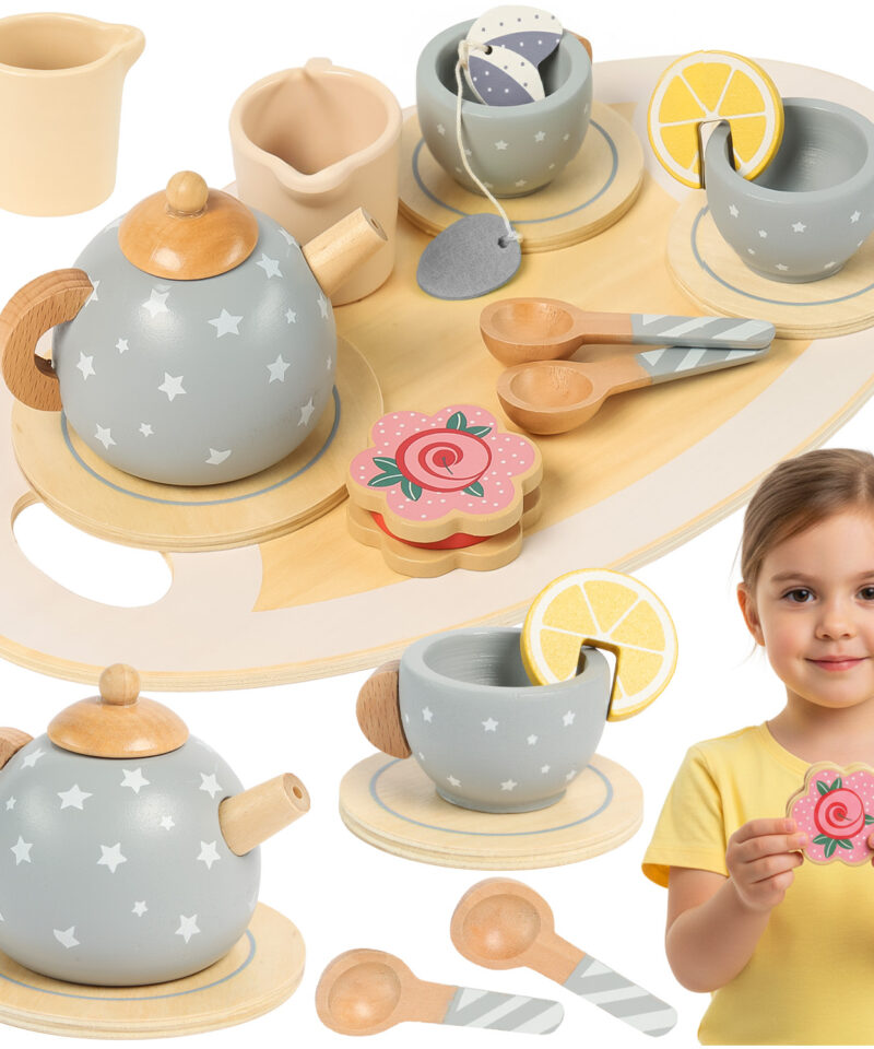 Laste puidust teekomplekt hall mängimiseks