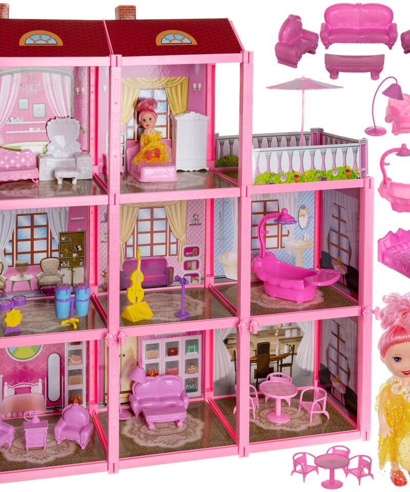 Kolmepositsiooniline nukkude maja mängimiseks