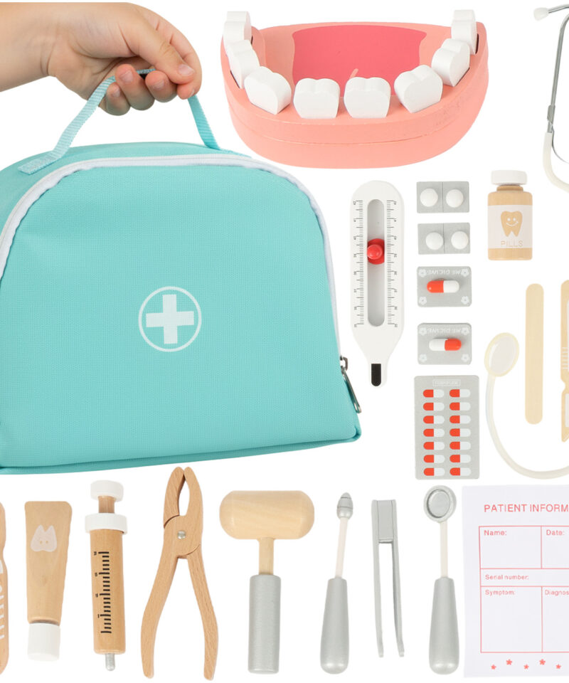 Laste Hambaarsti Mängukomplekt puidust tööriistadega