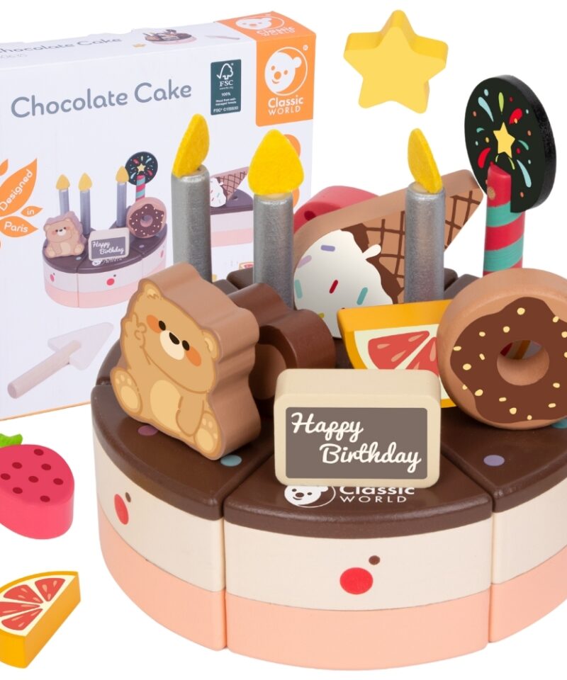 Puidust sünnipäevatort koos küünaldega