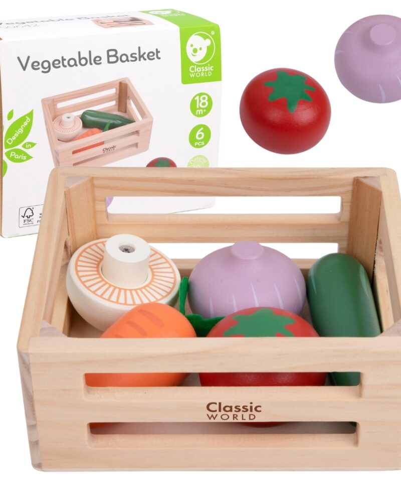 Puidust köögiviljade komplekt lastele mängimiseks