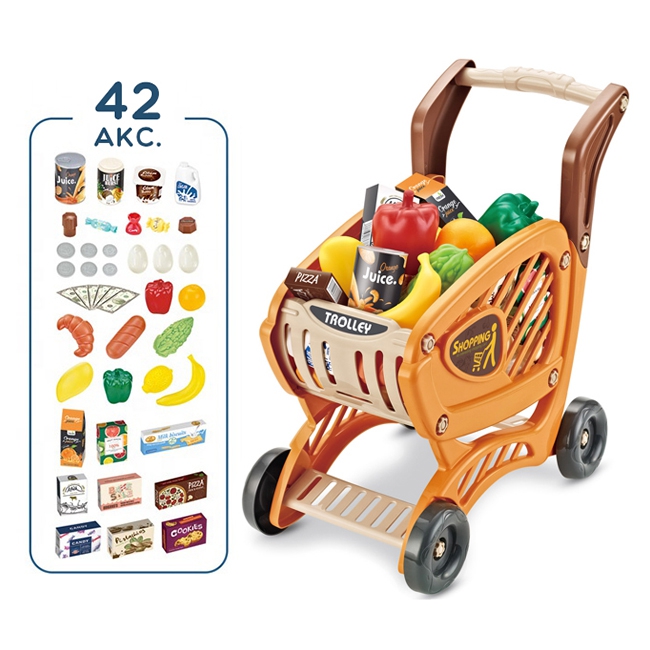 Ostukorv mänguasjade ja aksessuaaridega