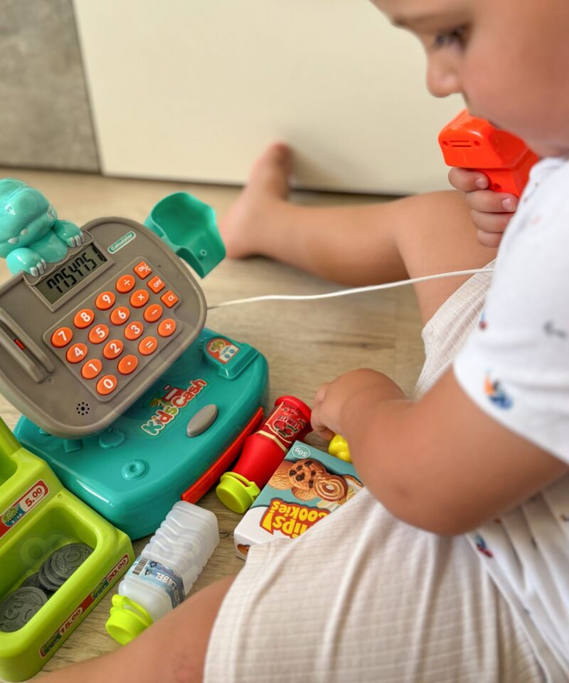 Dinoaurusega kassa ja mänguraha