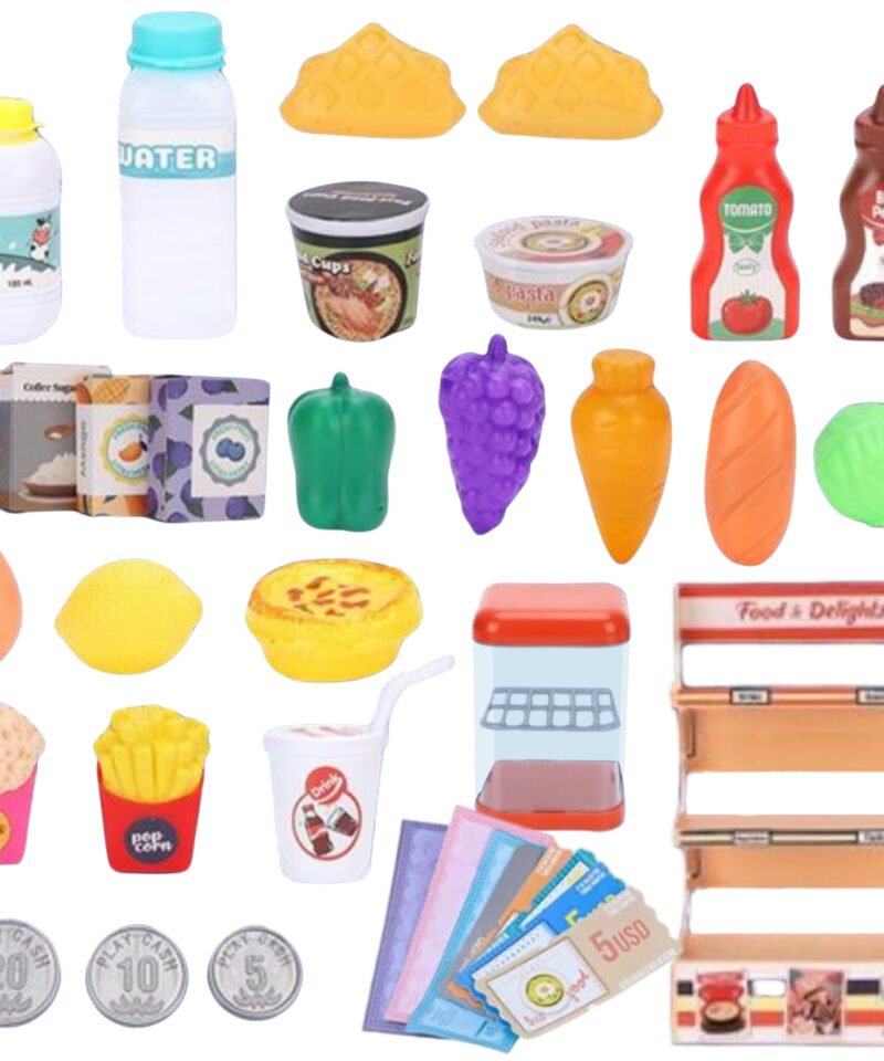 Mängupoe komplekt puuviljade ja köögiviljadega