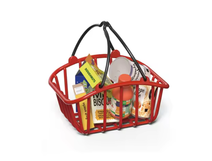 Laste supermarket mänguasi koos ostukorviga