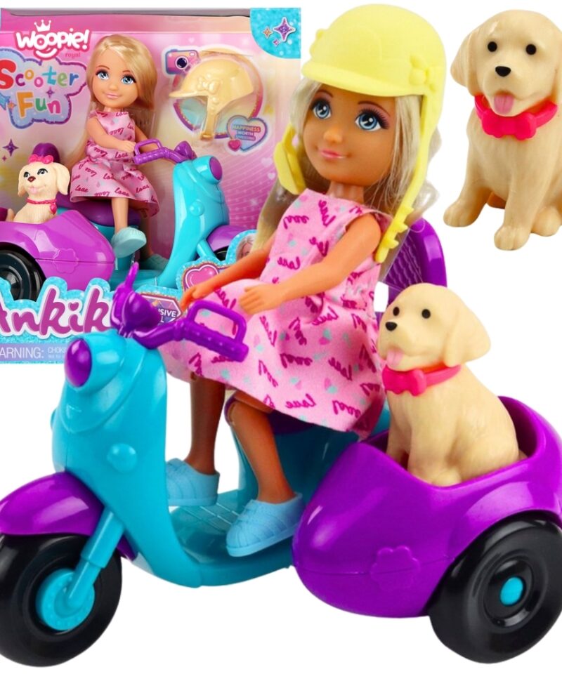 Nukk skuutri ja kutsikaga mängimas