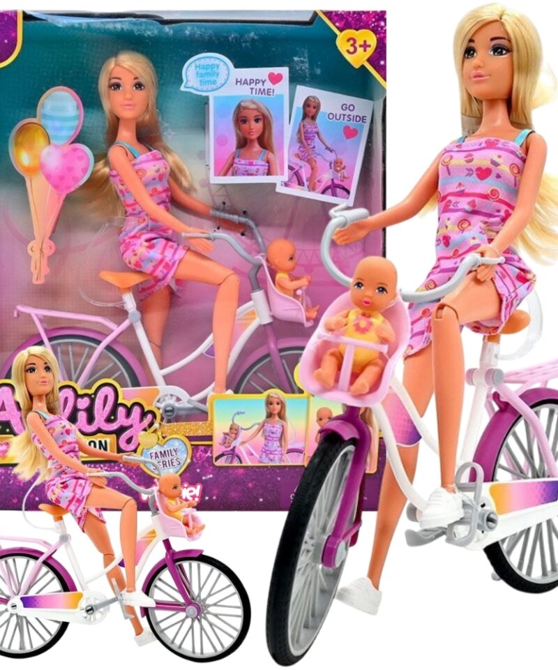 Laste Nukukomplekt Jalgrattaga koos ema- ja beebinukuga