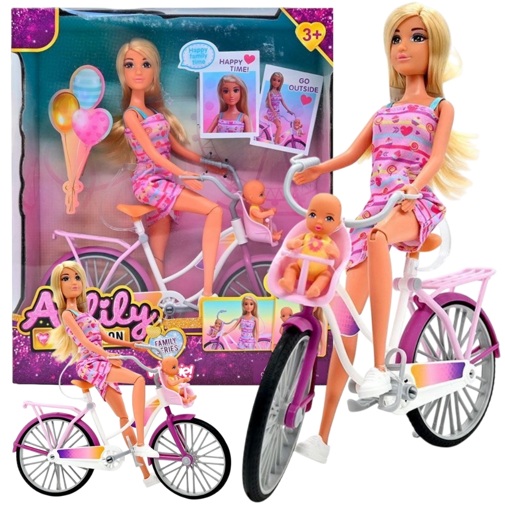 Laste Nukukomplekt Jalgrattaga koos ema- ja beebinukuga