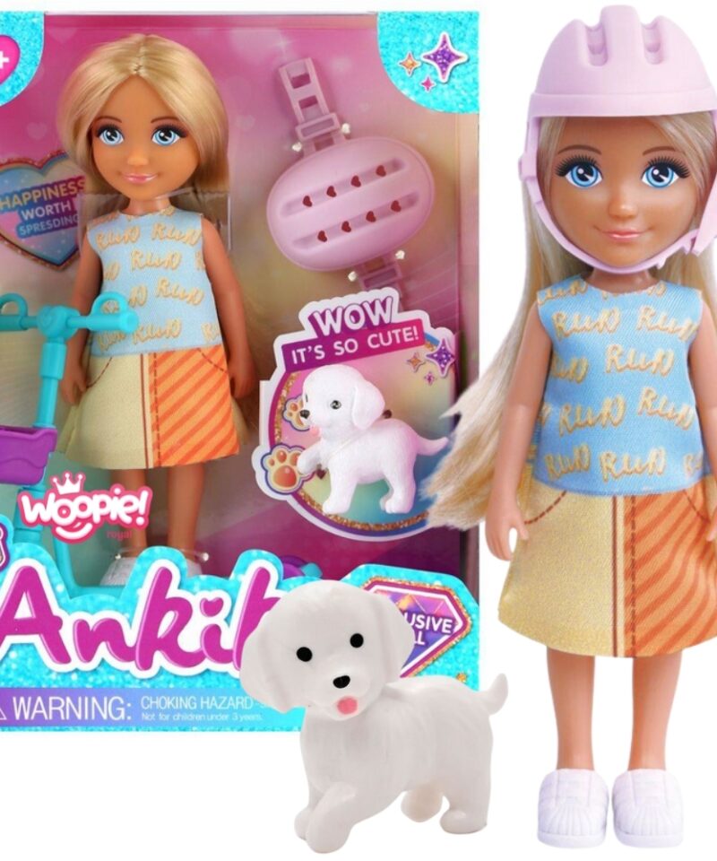 Nukk koeraga ja tõukerattaga mängimas