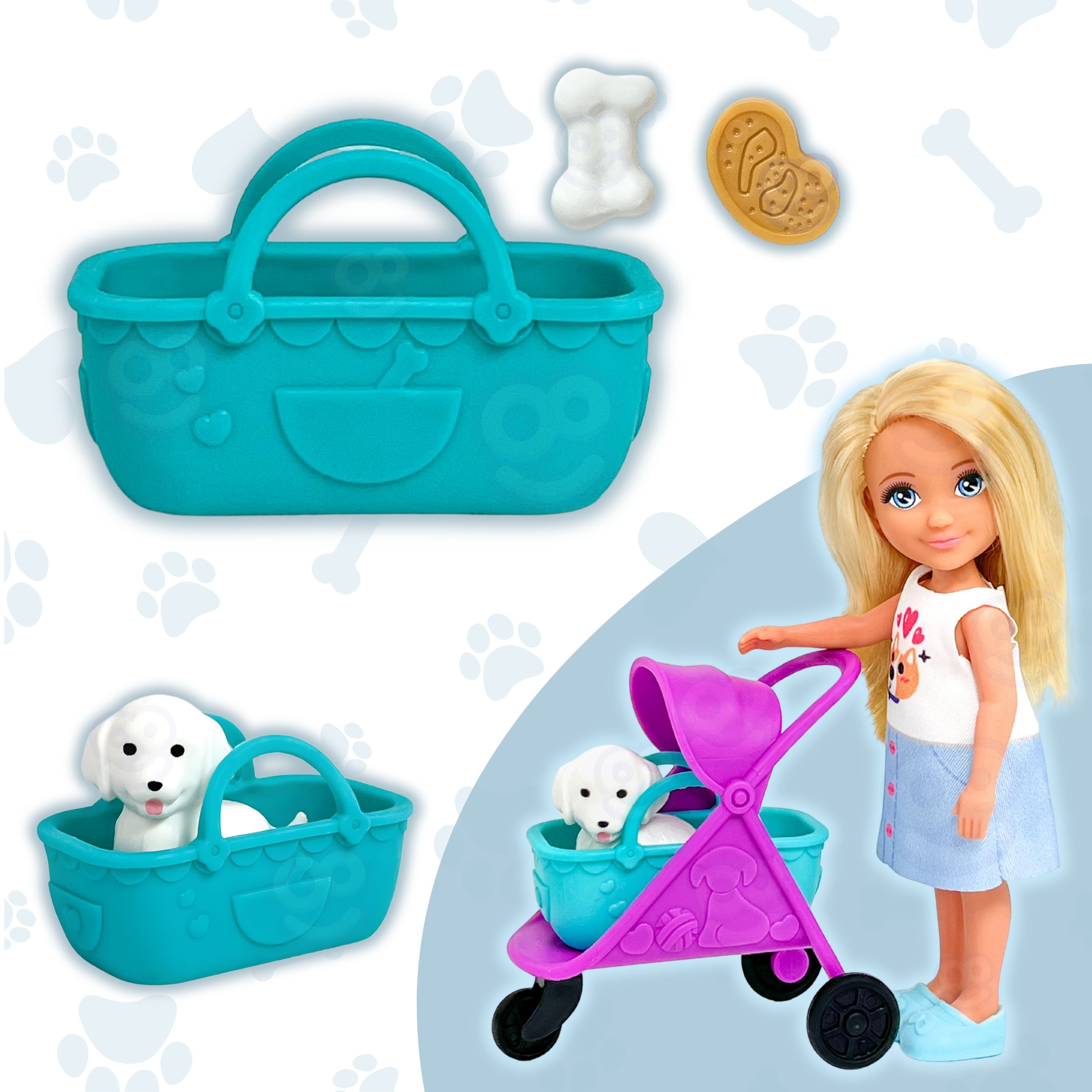 Nukukomplekt lastele, sisaldab koera ja nuku