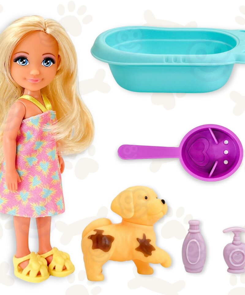 Nukukomplekt koos koera ja tarvikutega