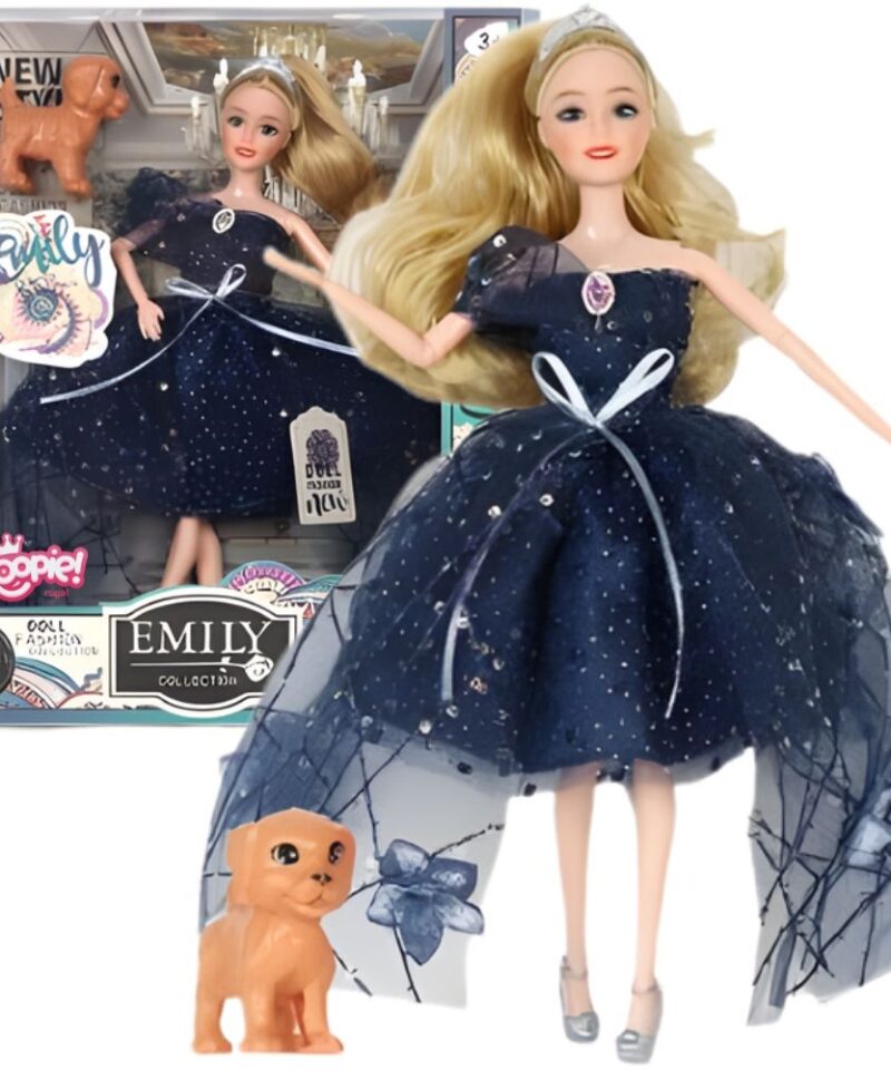 Elegantne nukk koos armsa koeraga