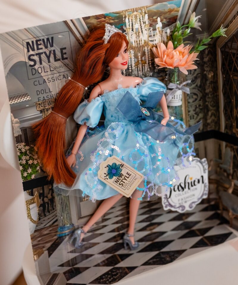 Nukk sinise kleidiga ja krooniga