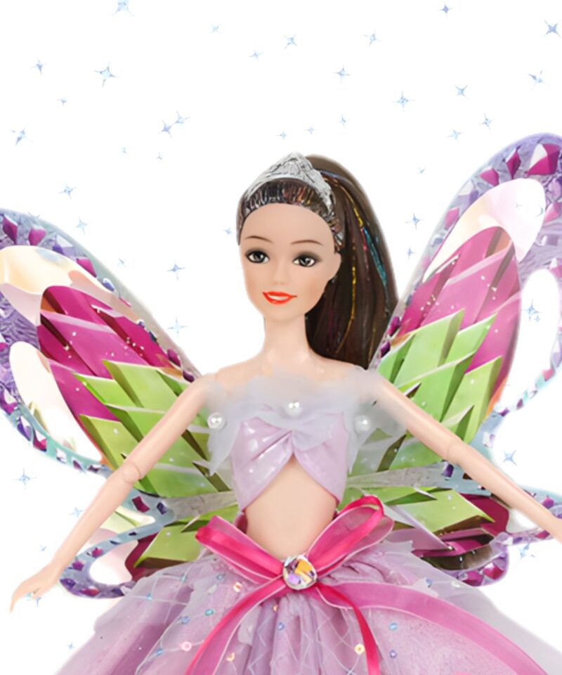 Elegantne nukk pikkade värviliste juustega