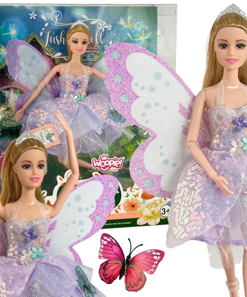 Võlumuinasjutu Liblikatiiva Nukk lilla kleidiga