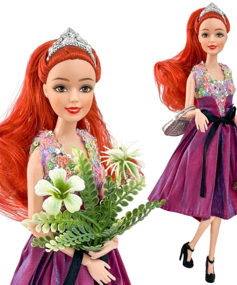 Stiilne nukk roosas kleidis mänguks