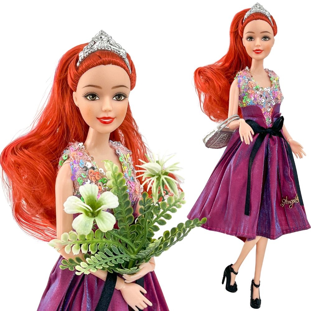 Stiilne nukk roosas kleidis mänguks