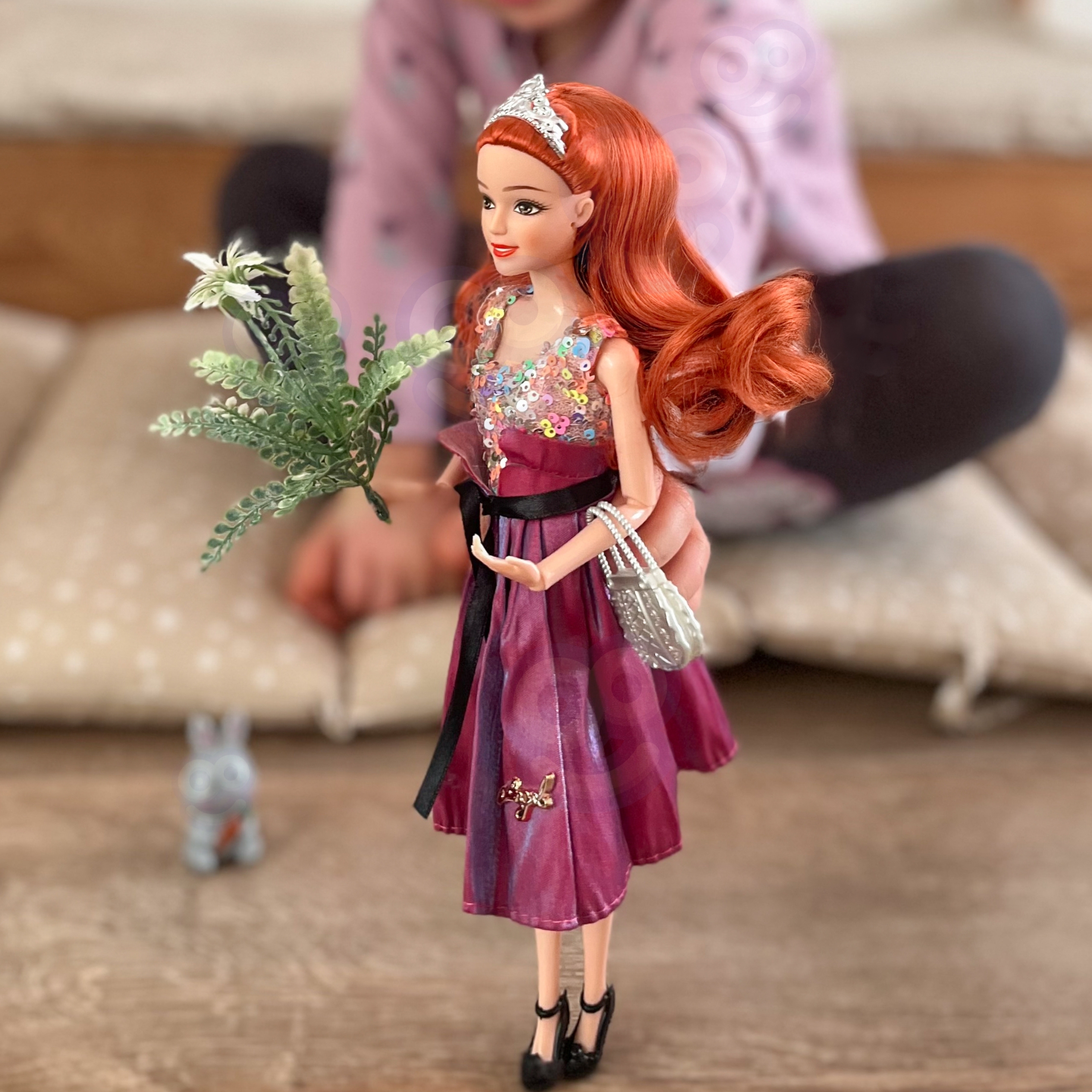 Nukukomplekt elegantses roosas kleidis