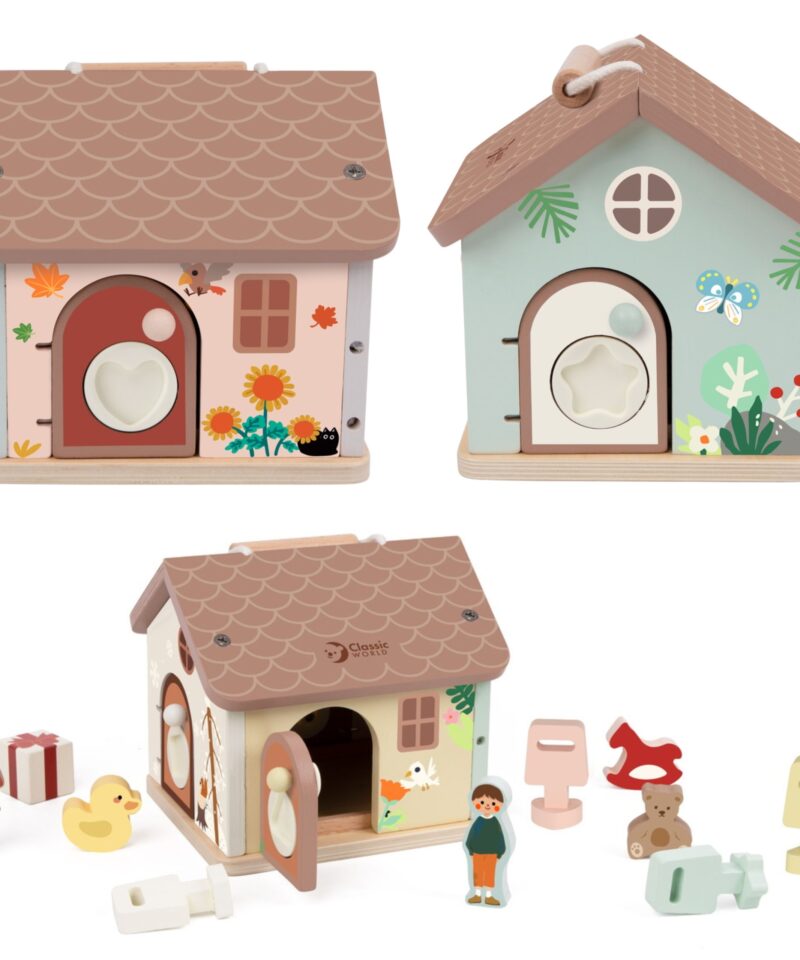 Mängumaja erksate värvide ja illustratsioonidega