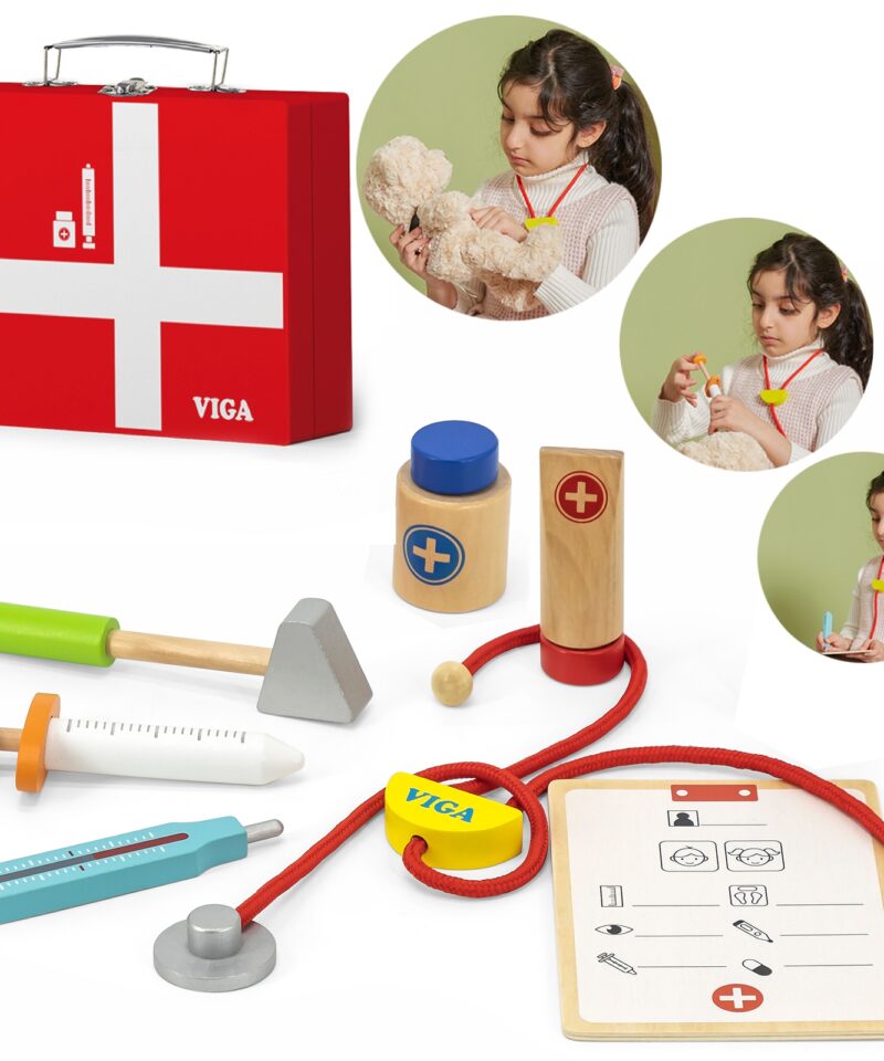Laste puidust arstimängu komplekt kohvriga