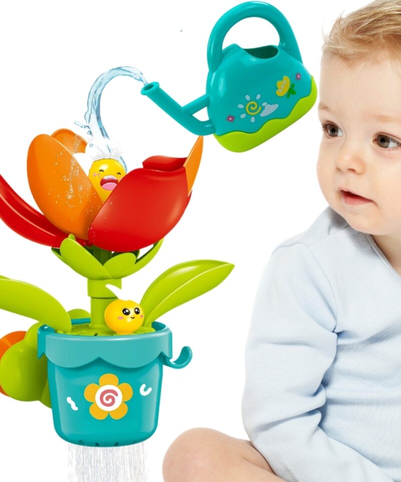 Lõbus vannimänguasi värvilise lille ja kastekannuga