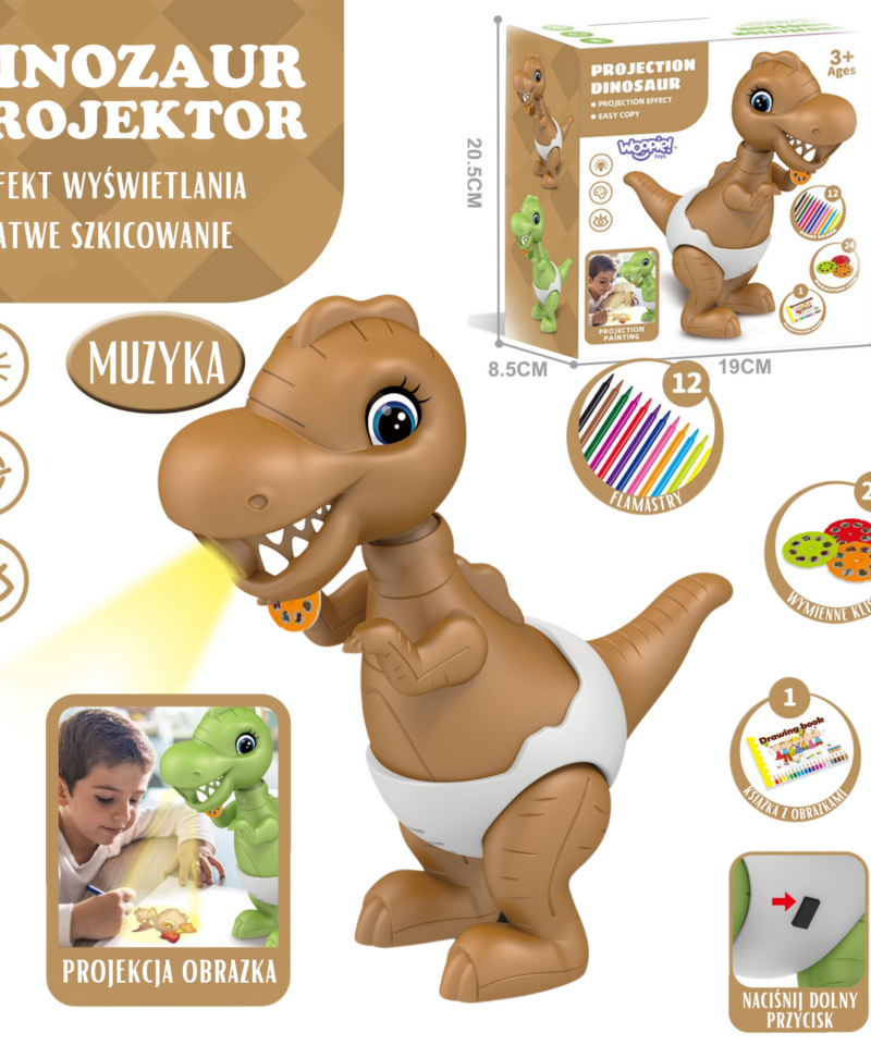 Lapsed joonistavad dinosauruse projektoriga