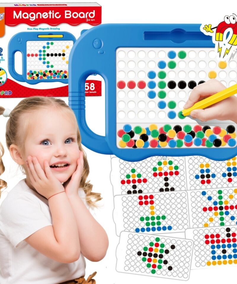 Laste magnetiline joonistustahvel koos värviliste kuulidega