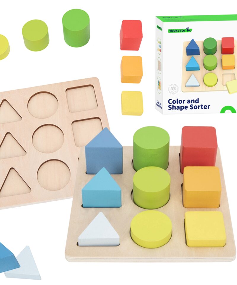 Puidust kujundite sorteerimismäng lastele