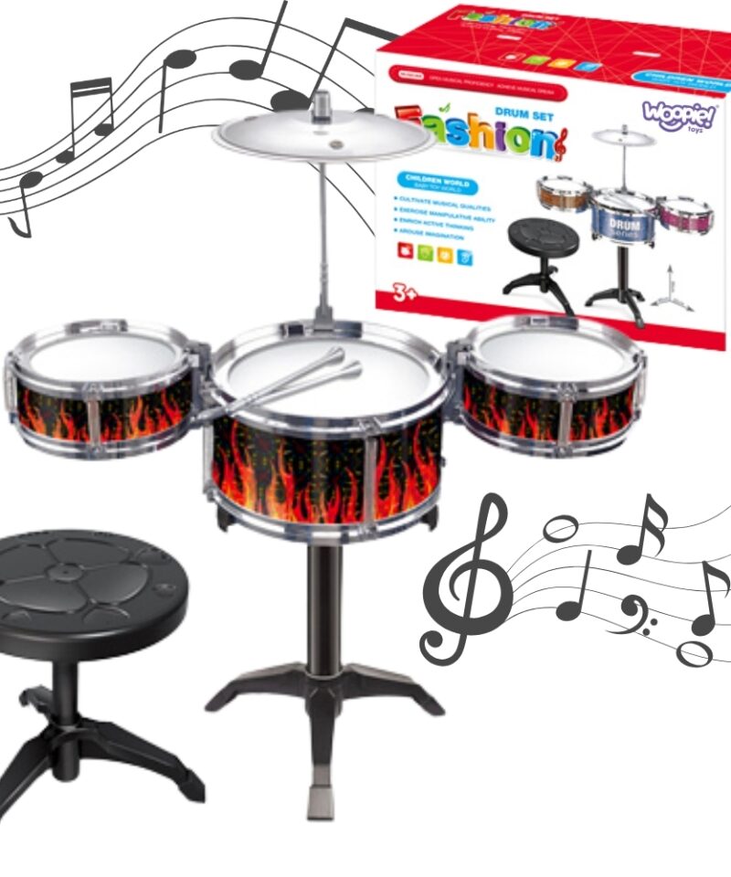 Laste löökpillikomplekt taburetiga ja trummipulkadega